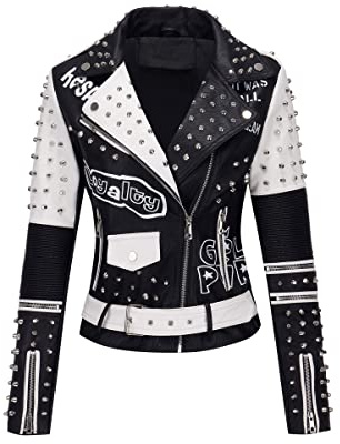 Geschallino Chaqueta Para Mujer Cuero Talla Grande Otoño Cortas Motocicleta PU Casual Abrigo (XL-5XL)