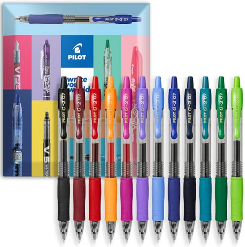 Pilot G-2 Gelschreiber, 0,7 mm Spitze, einziehbar, Set mit 12 Stück