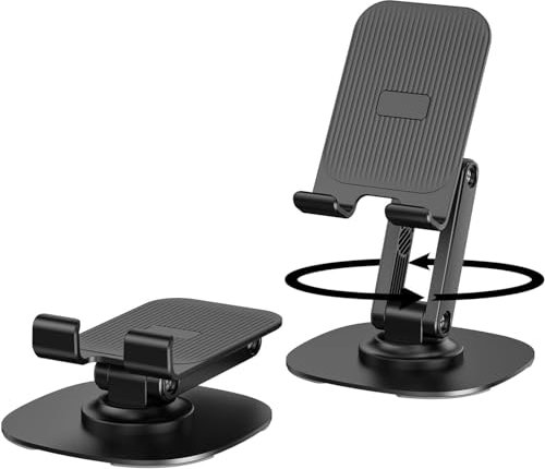 CLOPAE Verstellbarer Handy Ständer, Tragbar, Faltbar, 360 Grad Drehbar, für Smartphones, iPad Mini, Kindle & Mehr (Schwarz)