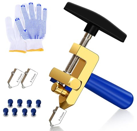 Tile Cutter Hand Tool, 2 in 1 Glass Tile Cutter Breaking Pliers, Manual Tile Cutter with 3 Tungsten Steel Blade, Mirror Cutting Tool for Home DIY Cutting Glass Tile Glazed Ceramic