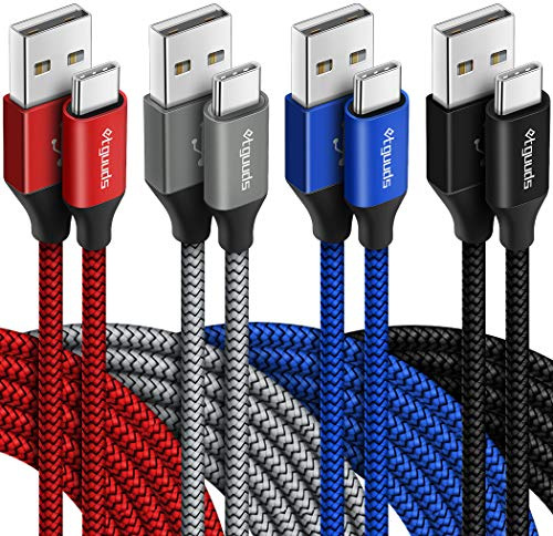 etguuds Cable USB C 4Pack 2M, Cable Tipo C Carga Rápida 3A Nylon Trenzado | Cable Cargador USB A a USBC para iPhone 17 16 15 Pro Galaxy S23 S22 S21 S20 S10 S9 A20E A50 A51 A54 Xiaomi Pixel