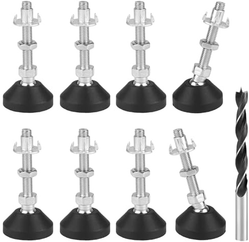 YONGQING 8 Stück Verstellbare Möbelfüße mit Metallbohrer, M8 x 50mm Schraube Nivellierung höhenverstellbare Füße für Möbel, Gewinde Möbelfüße Nivellierer mit Maximal 30° Neigung