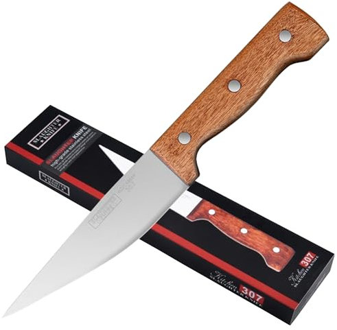 13.5cm Professionelles Knochenschneidemesser Ausbeinmesser für Kompaktes Fleisch Schneiden Holz Anti Rutsch Griff mit Einzigartigem Klingen Design