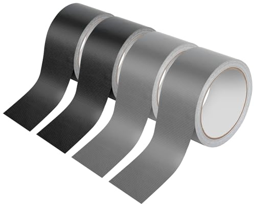 YGKYMVW 4 Rollen Panzertape Extra Stark, Gewebe Klebeband 40 m x 50 mm, Wasserfest Witterungsbeständig zum Reparieren Befestigen Bündeln Verstärken Abdichten(Silbrig, Schwar)