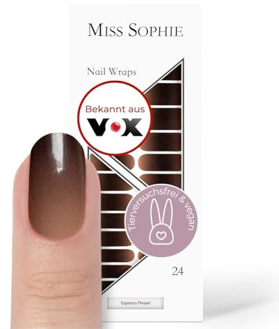 Original Miss Sophie Nagelfolien I 24 ultra-dünne Nagellack-Streifen Farbverlauf Espresso Please! I Für Finger- & Fußnägel I Hält auf Natur- sowie lackierten, Acryl-, Gel- & Shellac-Nägeln