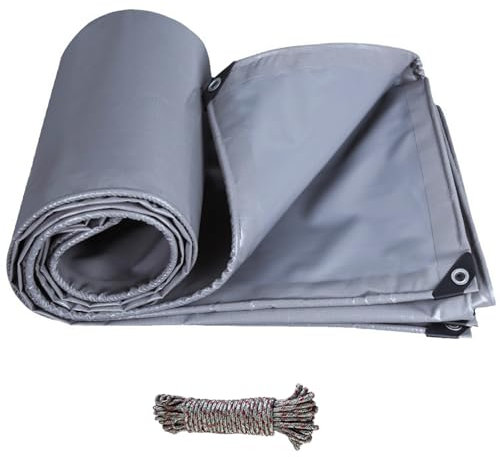 Sandkasten Abdeckplane 2.4 x 4 m 500 G/M² mit Ösen mit Zusätzlicher Eckverstärkung Extra Dick Polyethylen Folie für Terrassen Balkon, Pflanzendecke, Grau