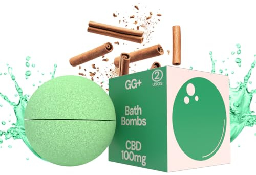 GG PLUS Bomba de Baño Relajante con 100mg de CBD y Sándalo 2 Usos - Set de Baño Aroma Natural - Bombas de Baño Hidratación Profunda - Crea Entorno Relajante y Reconfortante - Complemento Sales de Baño