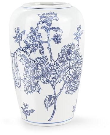 fanquare Blå och vit porslinsvas handgjord kinesisk vas liten keramisk vas 21,5 cm dekorativ blomvas för torra växter, färska blommor