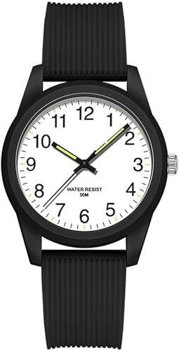 findtime Rosa Damenuhren 5ATM Wasserdicht, Einfach Minimallistic Armbanduhr für Damen Silikon Armband Analog Quarz Sportuhr für Mädchen Frauen Kids