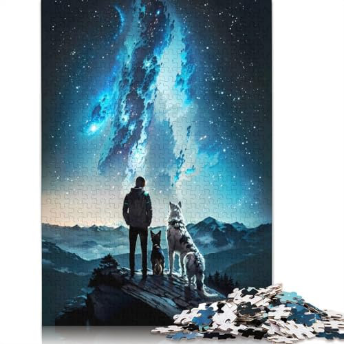 Mann und Hunde, Sternenbeobachtung, Puzzle für Erwachsene, 1500 Teile, anspruchsvolle Familienspiele, Denksportaufgaben für Kinder ab 12 Jahren, 1500 Teile (85 x 57 cm)