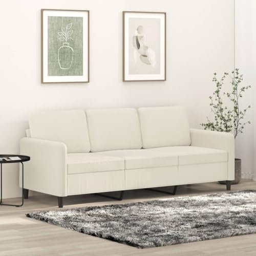MOBCANT 3-Sitzer-Sofa Creme 180 cm Samt Wohnlandschaft Couchgarnitur Modulares Sofa Polstergarnitur für Schlafzimmer Wohnzimmer Büro Empfangsraum