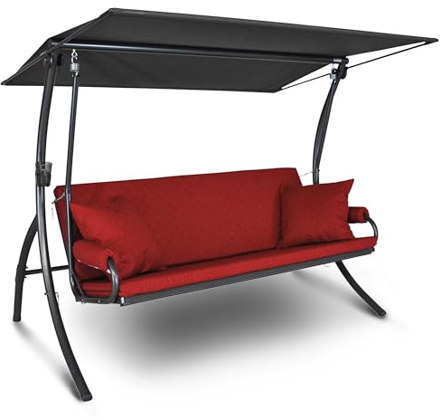 Angerer Hollywoodschaukel Elegance Joy - Gartenschaukel Made in Germany - Schaukel zum Sitzen, Liegen und Entspannen - inklusive Bett-Funktion - einfache Montage (Cherry Rot)