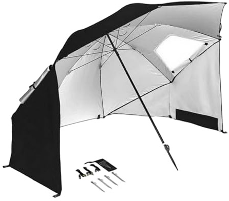 Fonowx Parasol de Plage, Tente de Plage Légère, Installation Facile pour La Plage, Noir