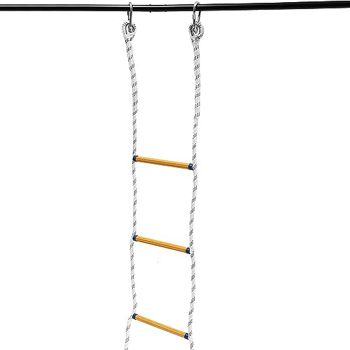 Escalera de cuerda, 6 m, reutilizable, resistente al fuego, escalera de emergencia portátil, con 2 ganchos, capacidad de carga de 200 kg, escalera de escape, ideal para bomberos, montañismo