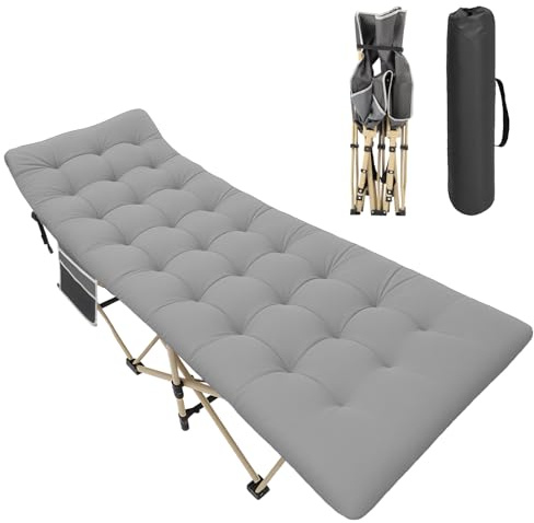 Bonnlo Cama Plegable con colchón – Cama de Camping de 600D Oxford, para Carpa, Plegable para jardín, Camping y Playa, 190×71x35 cm