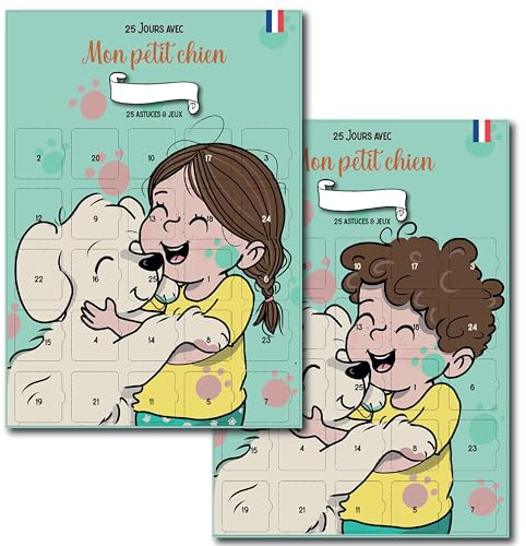 Calendrier “Mon chien et moi” | 25 Jours de Jeux et Astuces | Format A3 avec Chevalet, Papier Cartonné, Personnalisable, Guide d'Education Positive | Conseils pour propriétaires & futurs maîtres
