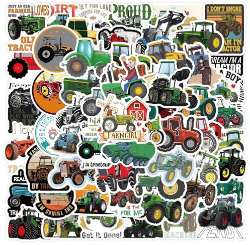 Traktor Sticker, 120-Stück Bagger Sticker Set, Wiederverwendbar Aufkleber Auto Kinder, Wasserfeste Vinyl Bagger Traktor Aufkleber, Kreatives DIY, für Laptop Mobiltelefone Skateboard Gepäck etc