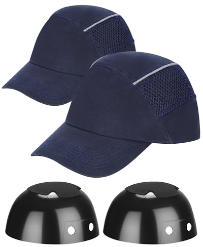 Bump Cap with Protective Liner, Lightweight Breathable Safety Cap with Adjustable Fit, Baseball Style Head Protection for Maintenance, Gardening and Low-Risk Work- 2 Pcs Blue