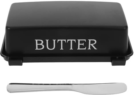 Toyvian Beurrier avec Couvercle à Clip et Couteau Intégré Boîte à Beurre en Plastique Noir Plateau de Rangement Hermétique Cuisine et Réfrigérateur Design Compact pour Usage Quotidien