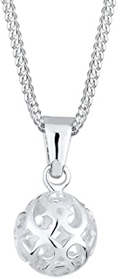 Elli Halskette Ornament Kugel Anhänger Kette Damen Schmuck 925 Silber | Geschenke für Frauen Mädchen Mama Freundin, Boho Silberkette, Länge 45 cm