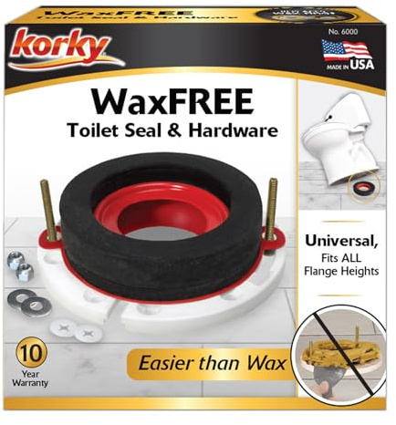 Korky 6000BP Universal Toilet WaxFree Seal with Hardware - Toilet Installation Made Easy - Made in USA , Red