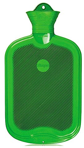 2 Liter Gummi-Wärmflasche, Wärmeflasche Warmtherapie, einseitig Lamellen, grün