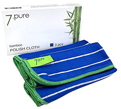 7.Pure Strofinacci in bambù, 3 panni lucidanti, da 40 x 50 cm, asciugate e lucidate con la forza della natura, senza sforzo e senza aloni | (confezione in lingua italiana non garantita)