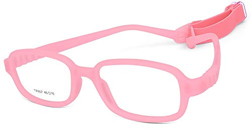 AQWANO Children Optical Glasses Frame TR90 Flexible Bendable One-piece Safe Eyeglasses Girls Boys Square Pink