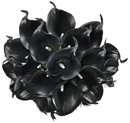 Floral Kingdom Artificial Calla Lily Flowers, Real Touch Latex, 10 Pack, Black, 14 Inch, for Modern Home Decor, Party Arrangements, Wedding Bouquet