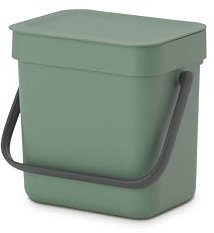 Brabantia Sort & Go Composteur Cuisine Fir Green (3L) Poubelle de table avec Couvercle et Poignée