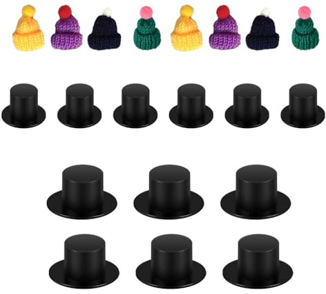 EXCEART 120 Stück Mini Strickmützen Mini Schwarze Zylinder Weihnachtspuppen Schneemann Zubehör für DIY Bastelprojekt (Gemischte Farbe)