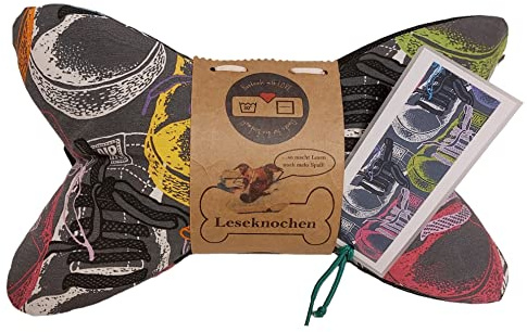 Leseknochen Sneakers for Life | Personalisierbar, Handmade, Mit Lesezeichen, Polyesterhohlfaserfüllung Öko TEX100, Nackenstützkissen, Waschbar
