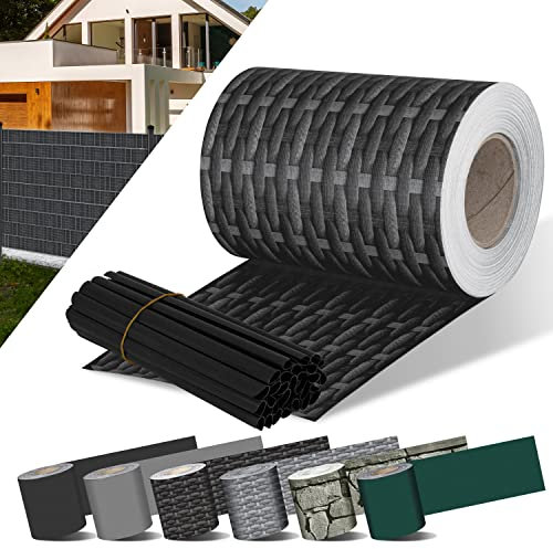 KESSER® Strisce per la Privacy in PVC Stuoie a Doppia Asta Recinzione Opaca | Resistente alle intemperie e al Vento | Schermo Privacy per Giardino, Rattan antracite, 35 m