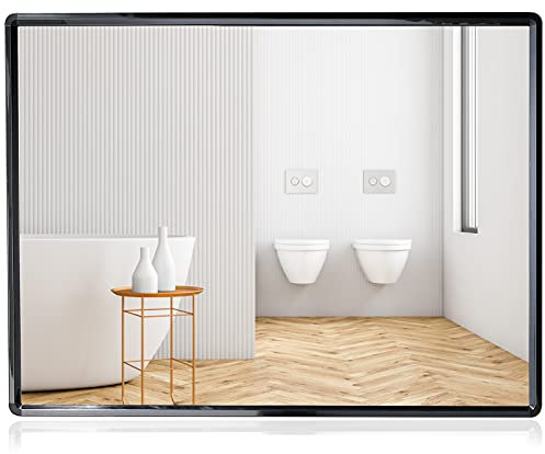 SHANFO Groß Wandspiegel 60*80 cm Schwarz Spiegel mit Metallrahmen Rechteckige Badezimmerspiegel Geeignet für Schlafzimmer, Wohnzimmer, Badezimmer, Schminktisch BM01E