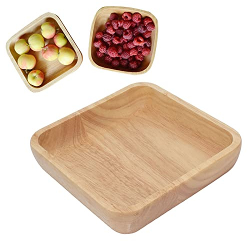 Cyrank Holzschüsseln für Lebensmittel, Quadratische Holzsalatschüssel Kleine Salatschüssel Mini Holzschüssel Quadratische Holzschüssel für Snack Dessert(M)