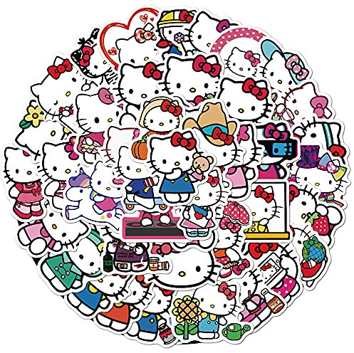 50 pezzi Hello Kitty Cute Sticker Notebook Auto Moto Bicicletta Cartone Animato Vinyl Stickers Impermeabile per Ragazzi Bambini Adulti