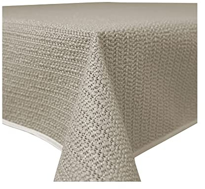Haus und Deko Gartentischdecke Outdoor rechteckig wetterfest wasserabweisend rutschfest abwischbar PVC Weichschaum Tischdecke für Garten, Balkon, Terrasse und Camping (Beige, 110 x 140 cm), 2370