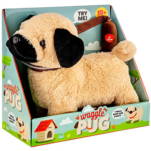 U.saf Dancing Waggle Pug Toy Cute Puppy Dog Toy Soft Children's Play Toy Dancing, Walking & Barking Stuffed Pug Dog
