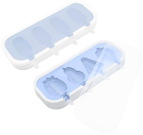 TopHomer Glassformar silikon, 2 stycken återanvändbara pinnglassformar, BPA-fria isformar set, gör-det-själv glassform/isglassform med 8 plaststänger (blå)