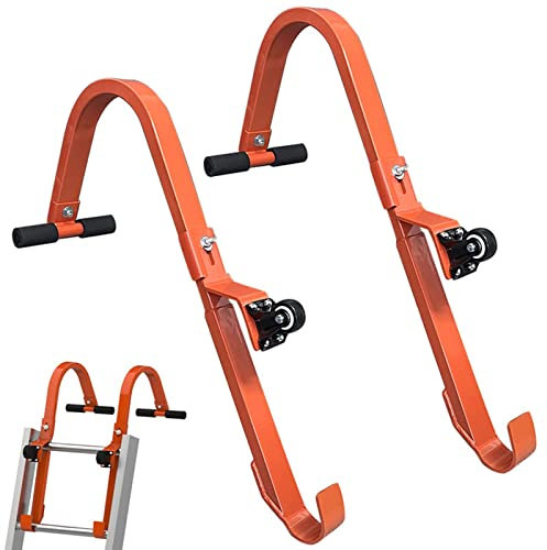 Okuyonic Stabilisateur d'échelle, Grande stabilité, Fabrication exquise, Crochet de Toit pour échelle, Belle Apparence avec Roue pour Nettoyer la gouttière.