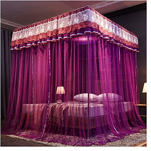 MIDUNU Luxus-Prinzessin, 3 seitliche Öffnungen, Himmelbett-Vorhang, Baldachin, Moskitonetz, Netz für Mädchen bis King-Size-Betten, einfaches Installationssystem (Größe: 180 x 220 x 200 cm