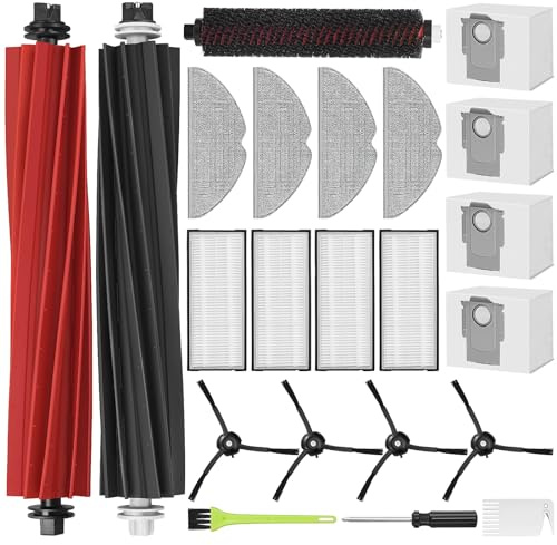 RUKHOOL S8 Pro UItra Zubehör für Roborock S8 Pro UItra Ersatzteile Saugroboter Zubehörset mit 4 Staubbeutel, 2 Hauptbürste, 4 Seitenbürsten, 4 Filter, 1 Reinigungsbürste, 4 Wischtücher