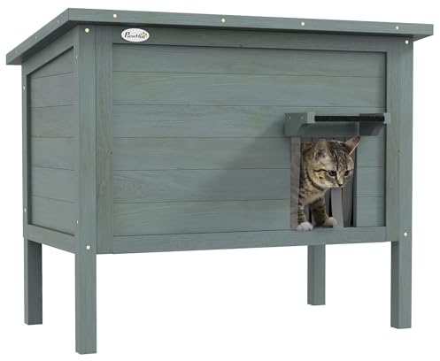 PawHut Outdoor Cat House, 85 x 50 x 68.5cm, Charcoal Grey