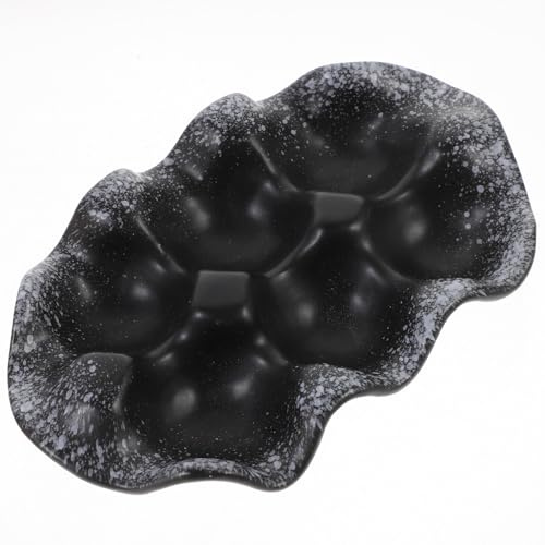 STOBAZA Bandeja de Huevos Diseño Simple y Alta Durabilidad de Cerámica Negra para Almacenar y Organizar Huevos Adecuado para Cocina y Encimera