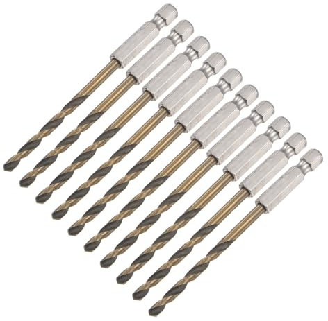 QUARKZMAN 10 Stück Hss Spiralbohrer 4mm Holzbohrer 1/4 Zoll Griffdurchmesser Hochwertiger Sechskantschaft-Bohrer für Edelstahl, Holz, Metall, Kunststoff