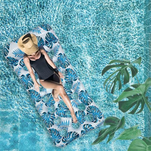May Huang Luftmatratze Wasser Schwimmstuhl, Aufblasbare Pool Spielzeug Wasserhängematte 4 In 1, Tropisches Regenwald Thema Schwimmender Stuhl für Schwimmbecken und Meeresspielzeug (Blau)