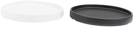 IWOWHERO Ceramic Plant Pot Tray Set 2pcs 18x18x2.5cm Black and White Flower Pot Saucers for Indoor and Outdoor Use Sturdy Base for Potted Plants Water Drainage Function