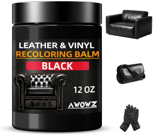 AWOWZ Ledersofa Reparatur-Set – 300 ml Recoloring Balsam zur professionellen Aufarbeitung von verblassten & zerkratzten Ledermöbeln | Schwarzer Leder-Pflegebalsam für Sofas, Sessel und Couchen