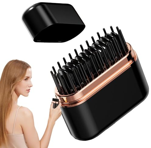 Spazzola per lisciare i capelli, Spazzola per lisciare - Piastra per capelli con ioni negativi e 3 impostazioni di temperatura, pettine per piastra per capelli ionico, pettine per styling porta