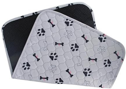 FANSU 2 Stück Welpen Unterlagen,Knochendruck Wiederverwendbare PIPI Matten für Hunde,Inkontinenzunterlage Waschbar, Welpenunterlage für Welpen, Alte, oder Inkontinente Hunde (50X70cm,Hellgrau)